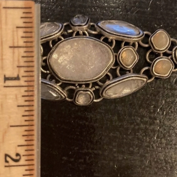 LUCKY BRAND  SILVER  TONE ORGANIC  STONE LINK  BRACELET T31. 7” - Picture 3 of 10